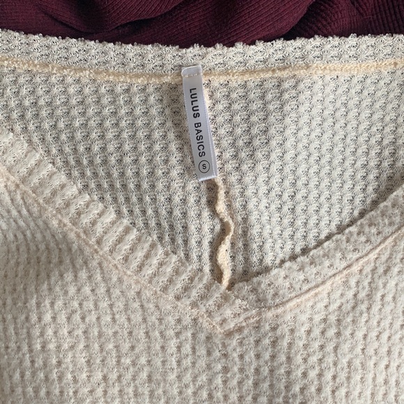 Lulu’s Oversized Waffle Long Sleeve Shirt Light Pink Size Small - Picture 5 of 5